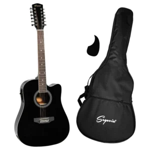 Guitarra texana electroacústica de 12 cuerdas negra Segovia