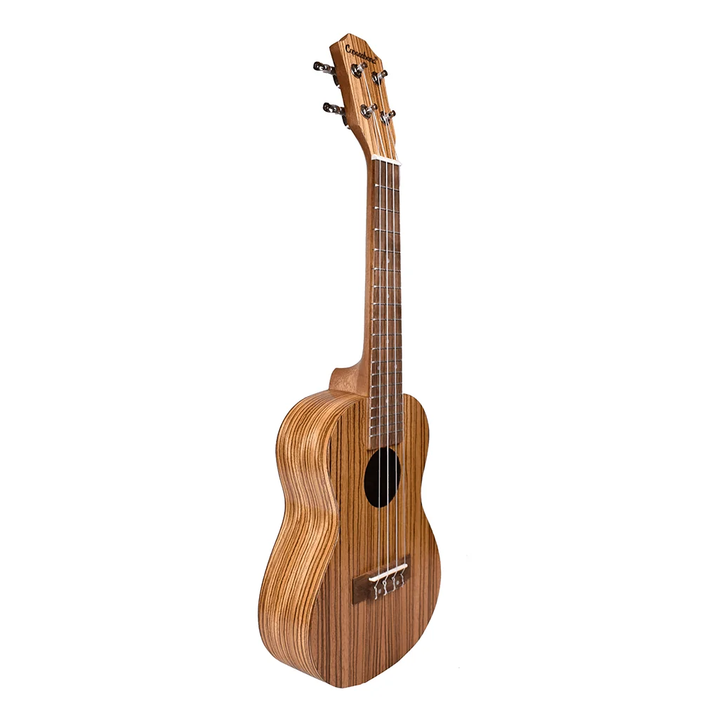 Ukulele concierto de madera zebra con funda Copacabana